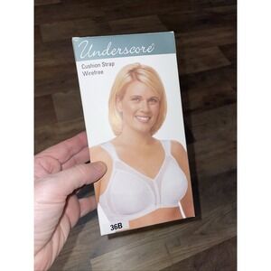 Underscore Cushion Strap Wirefree 36B White Bra NIB